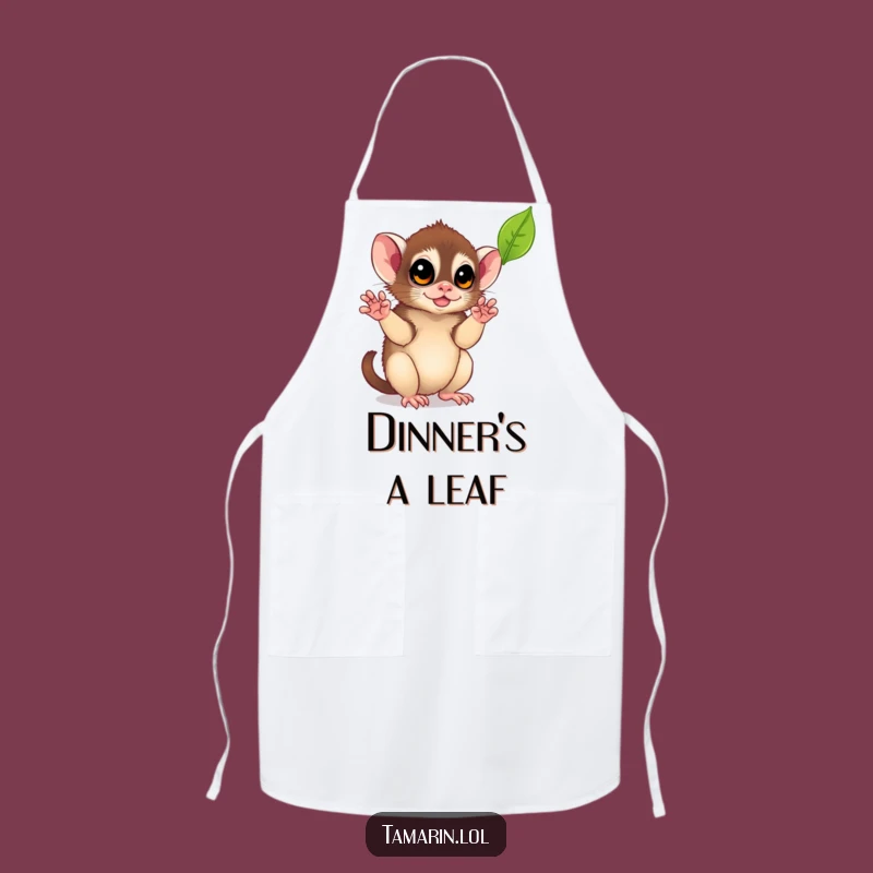 Funny Leaf-Catching Tamarin Apron: Playful Monkey Kitchen Wear, Cook with a Smile, Funny Gift