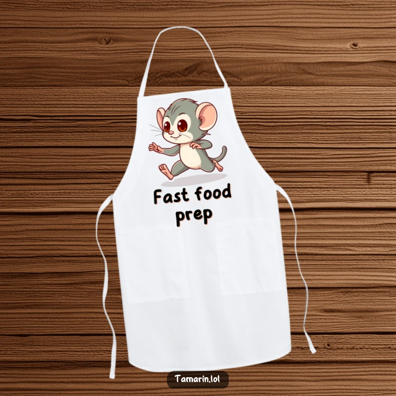 Funny Apron: A tamarin dashes energetically, bringing a sense of speed to the kitchen, a unique funny gift.