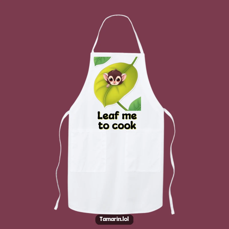 Funny Tamarin Leaf Peek Apron: Kitchen Primate & Chef Funny Gift
