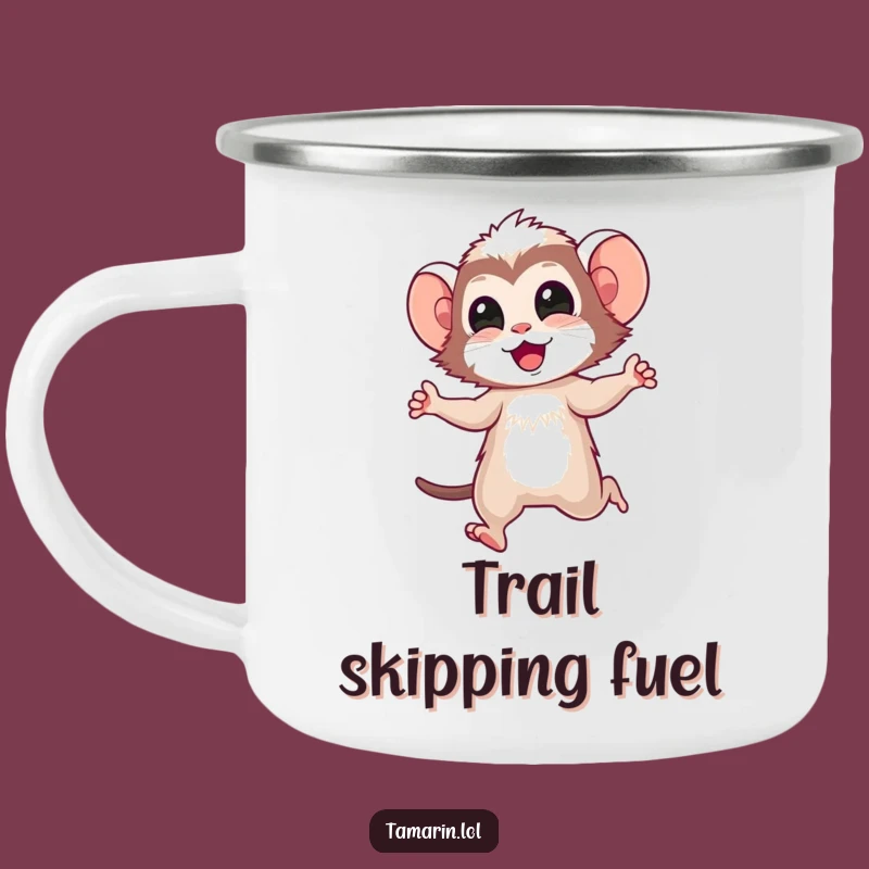 Durable Funny Tamarin Skip Camping Mug: Adventure with Primate Cheer