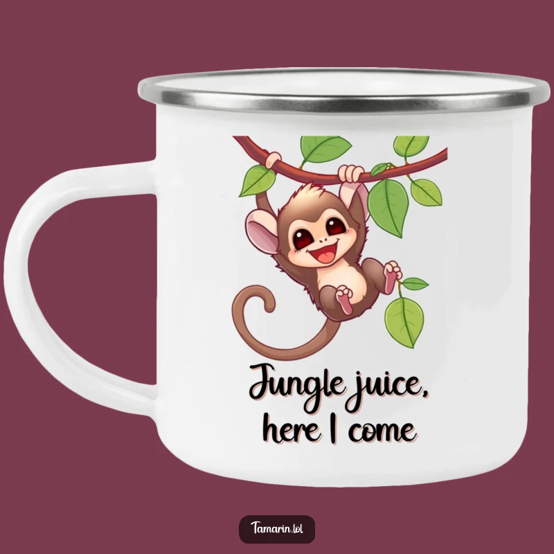 Funny Tamarin Swinging Camping Mug: Jungle Adventure Cup, Gift