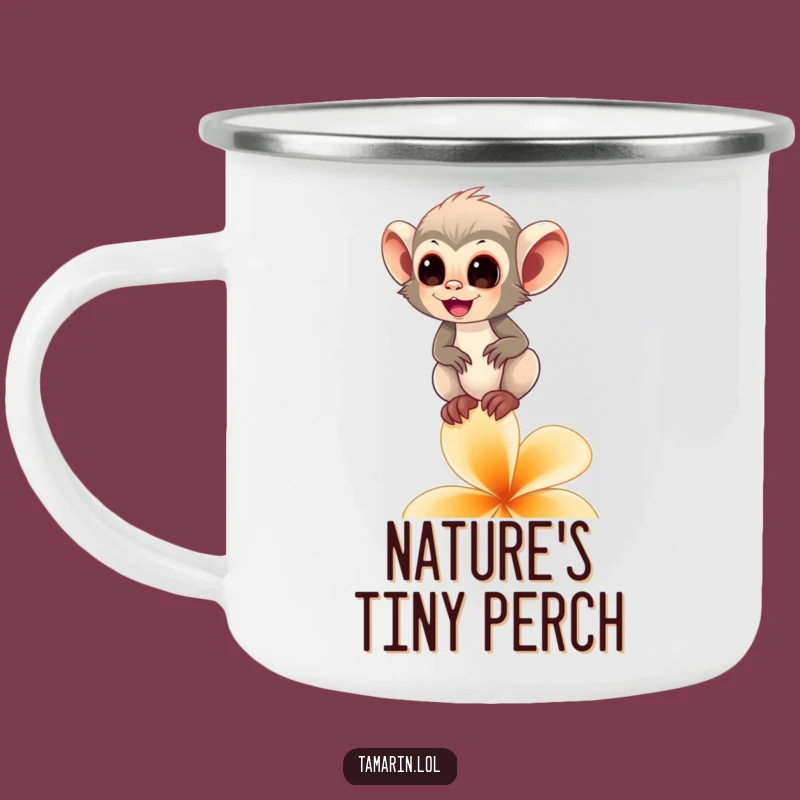 Funny Tamarin Monkey Flower Camping Mug - Adventure-Ready Primate Drinkware