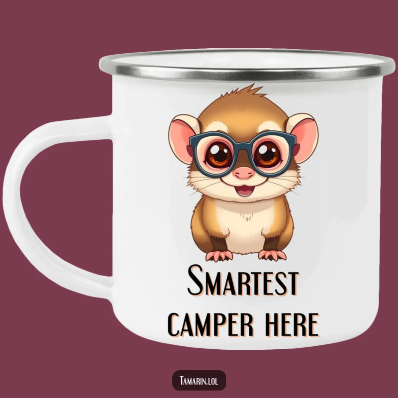 Funny Spectacled Tamarin Camping Mug: Durable Monkey Enamel Cup,Adventure-Ready Funny Gift