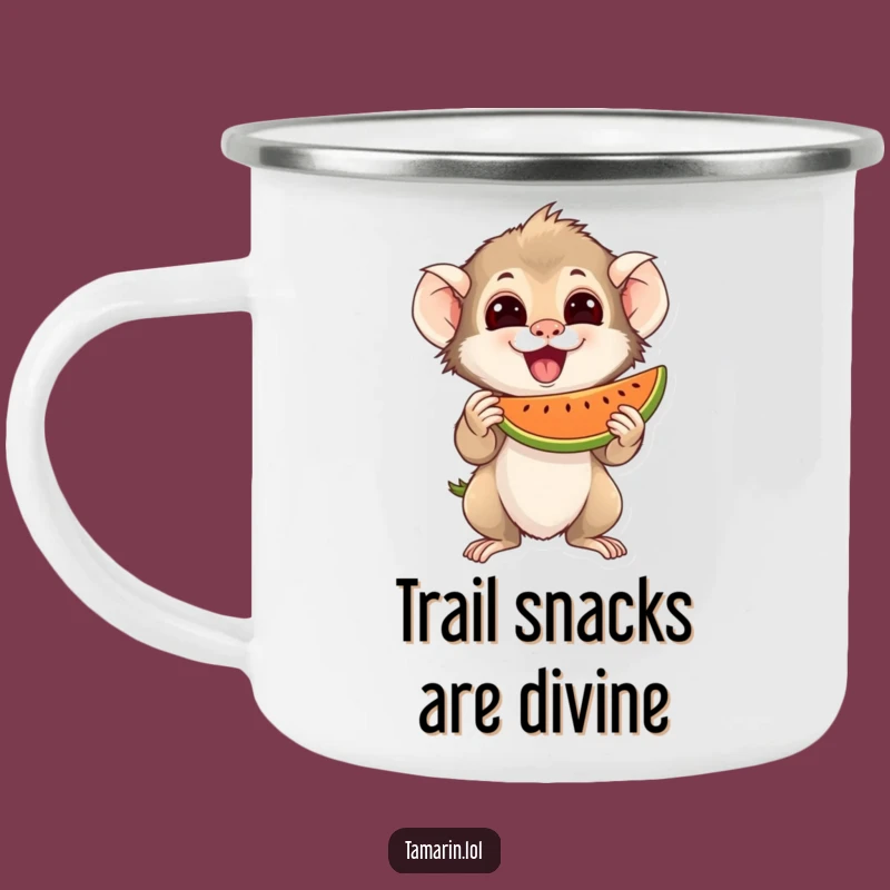 Funny Enamel Tamarin Mug: Fruit Lover, Juicy Treat Camp Fun, Great Funny Gift.