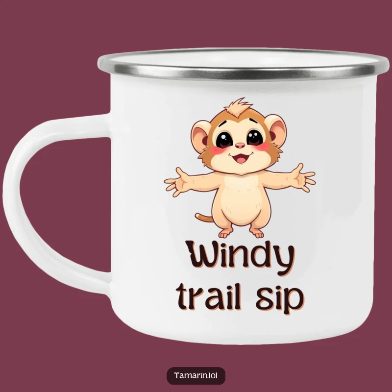 Funny Tamarin Camp Breeze Mug - Embracing Wind Character, Outdoor Gift