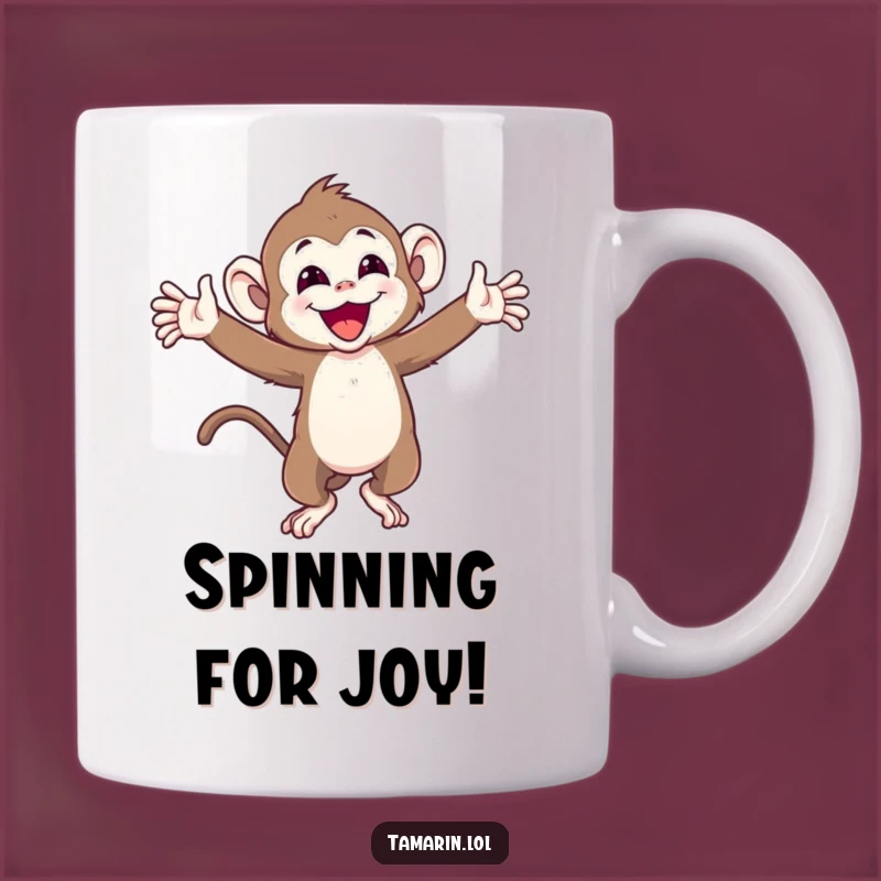 Funny Joyful Tamarin Monkey Mug: Spin into Your Day with Laughter