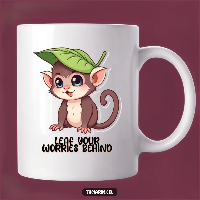 Funny Leaf Hat Tamarin Mug: A Playful Gift for Mischievous Souls and Primate Fans