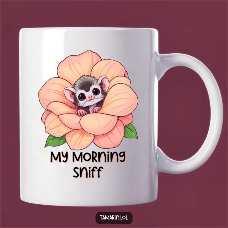 Funny Tamarin Flower Mug - Adorable Curious Monkey Gift Idea