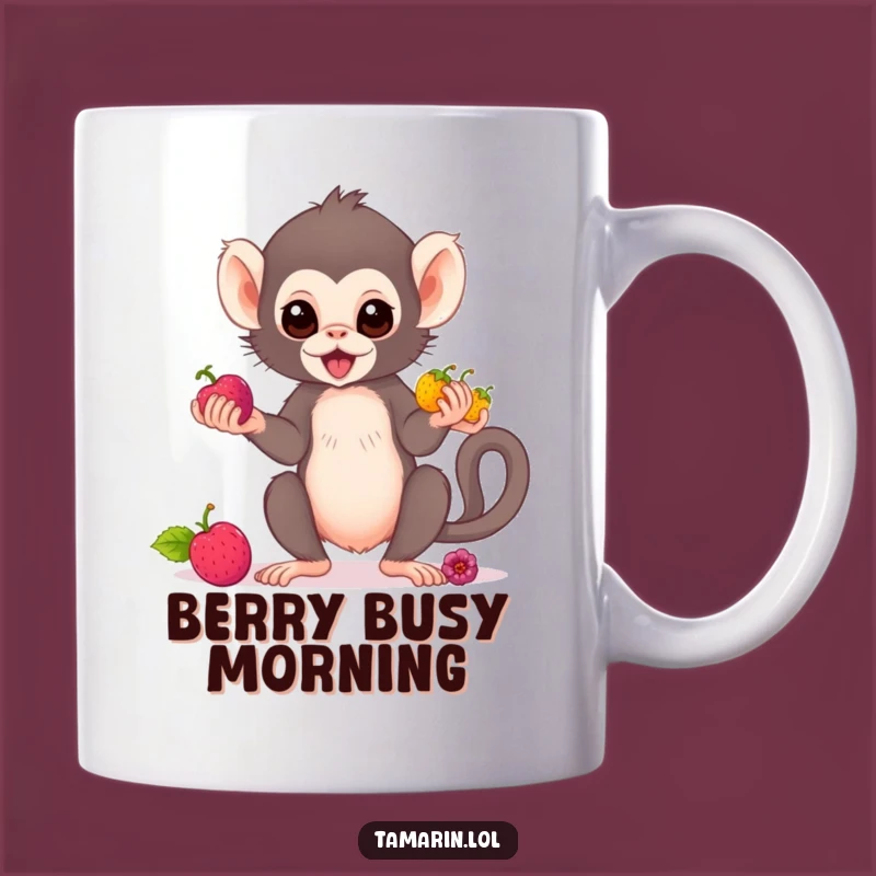 Funny Tamarin Monkey Juggling Berries Mug - Hilarious Fruit Acrobat Gift Idea