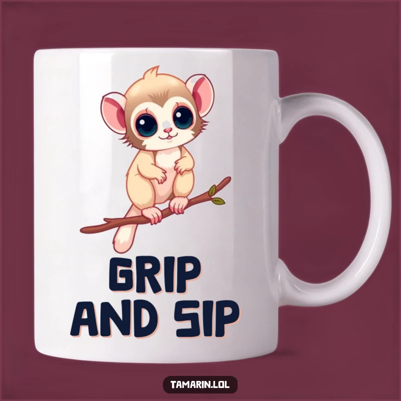 Funny Tamarin Mug: Balancing Monkey Art, Perfect Funny Gift for Daredevils!