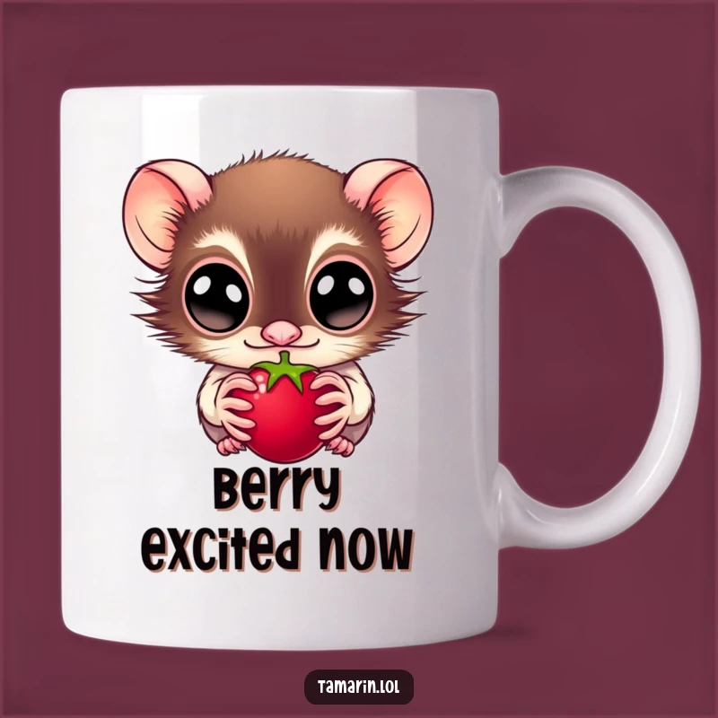 Funny Tamarin Mug: Wide-Eyed Wonder at a Berry, Perfect Funny Gift for Primate Fans