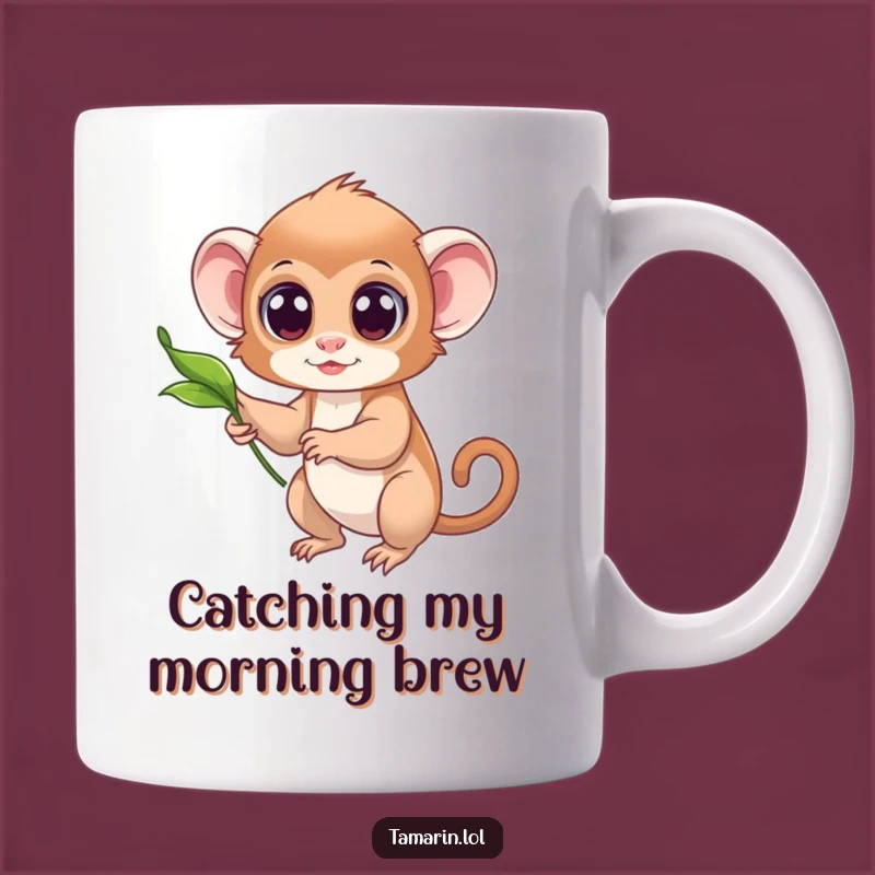 Funny Wide-Eyed Tamarin Mug: Leafy Dreams, Perfect Gift for Dreamers!