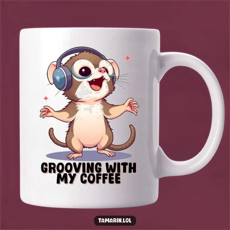 Funny Tamarin DJ Mug: Dancing Monkey Vibes, Perfect Funny Gift