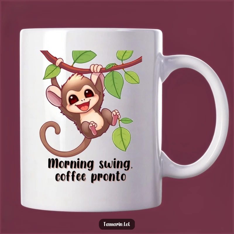 Funny Tamarin Swinging Mug: Energetic Monkey Fun, Perfect Gift