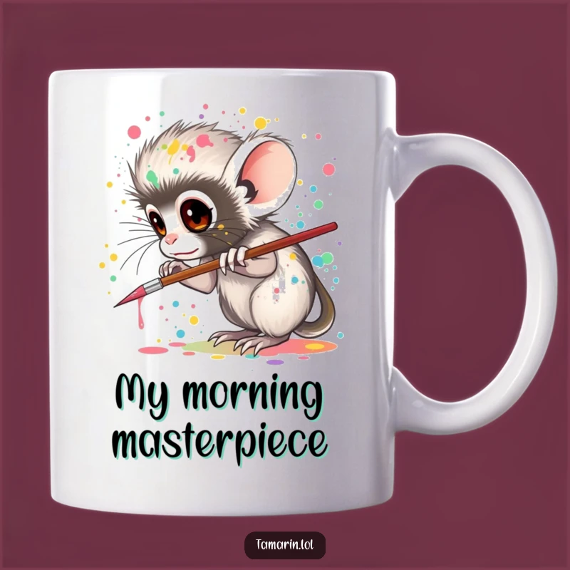Funny Tamarin Artist Mug: Creative Primate's Colorful Gift!