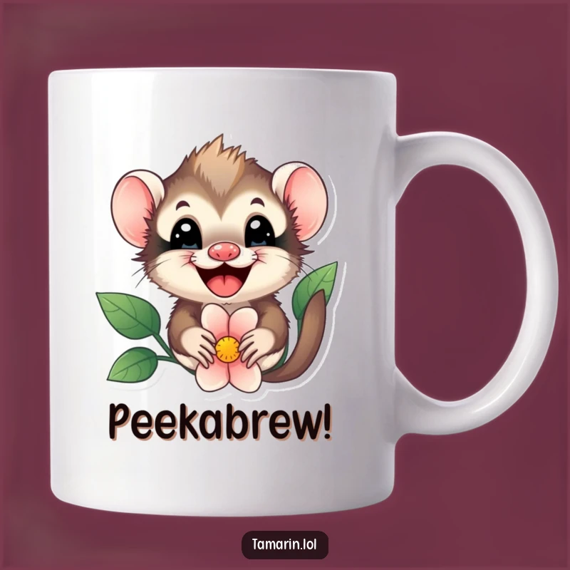 Funny Tamarin Flower Peek Mug - Cute & Cheerful Primate Surprise Funny Gift