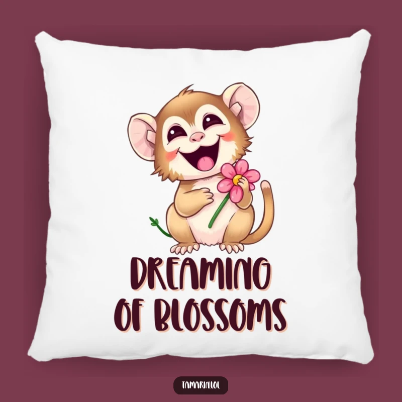 Funny Giggling Tamarin Pillow: Cozy Flower Monkey Cushion Gift