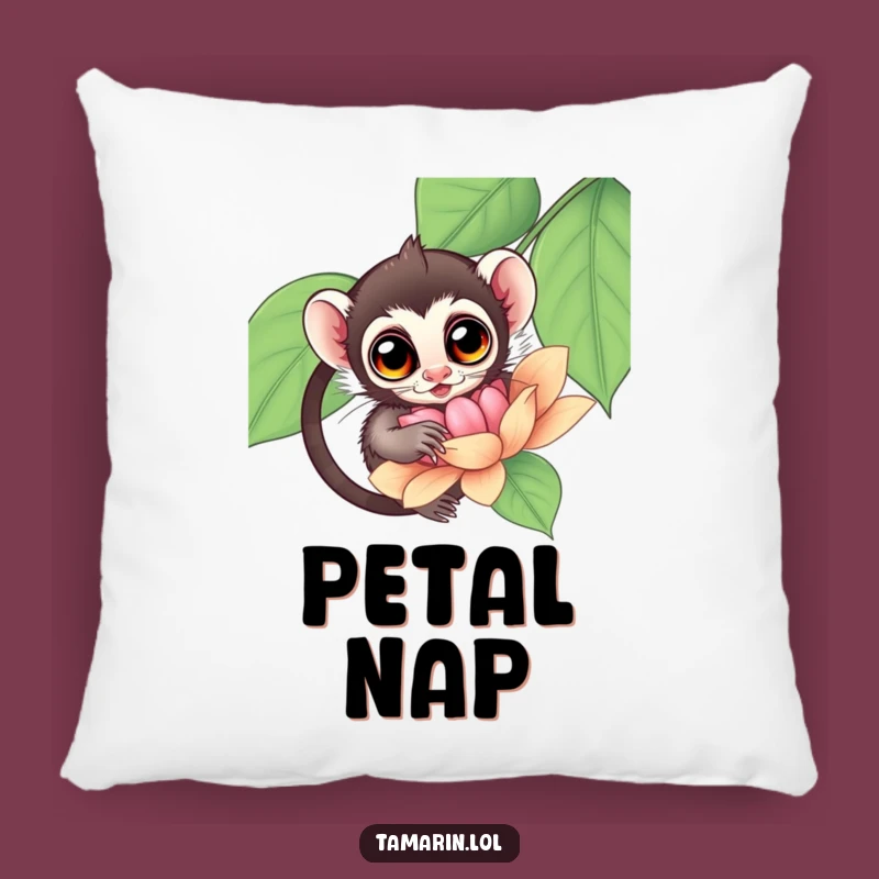 Funny Tamarin Flower Pillow: Soft Curious Cushion, Cozy and Funny Gift Decor