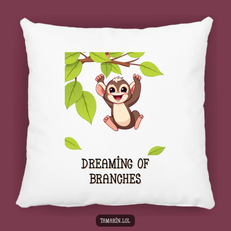 Funny Tamarin Monkey Swinging Pillow - Soft & Comical Primate Cushion Decor