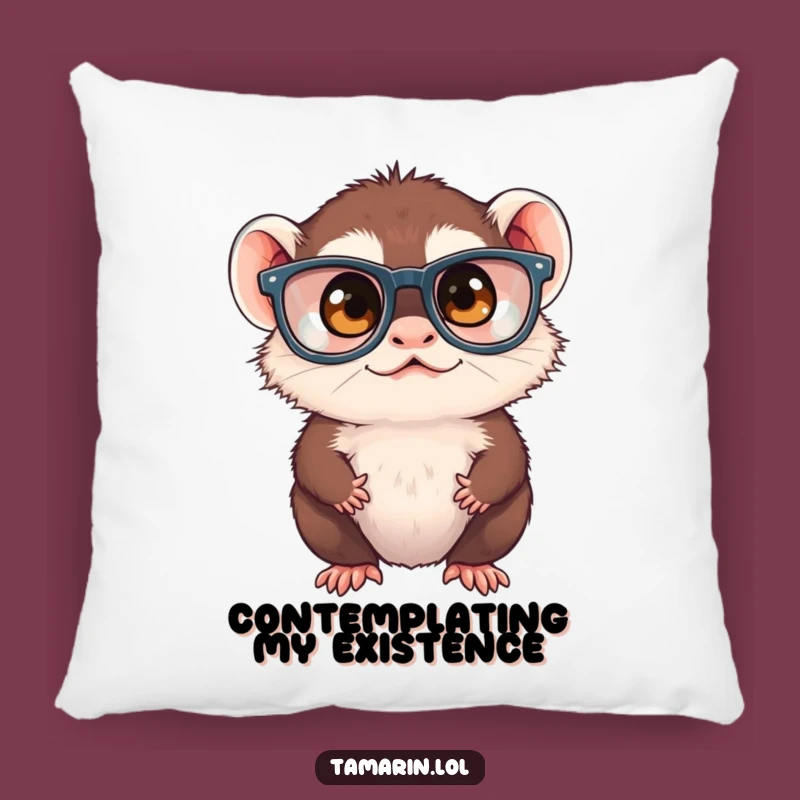 Funny Tamarin Squinting Pillow - Comfy Oversized Glasses Monkey Accent Pillow Gift