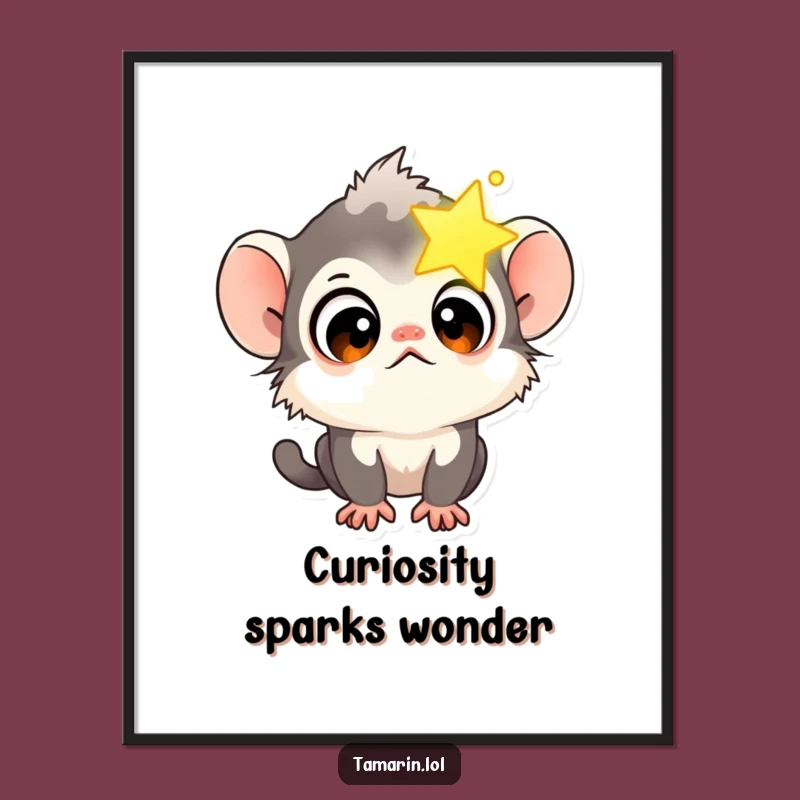 Funny Tamarin Star Gazer Digital Print: Curious Monkey Art, Instant Whimsical Gift Decor
