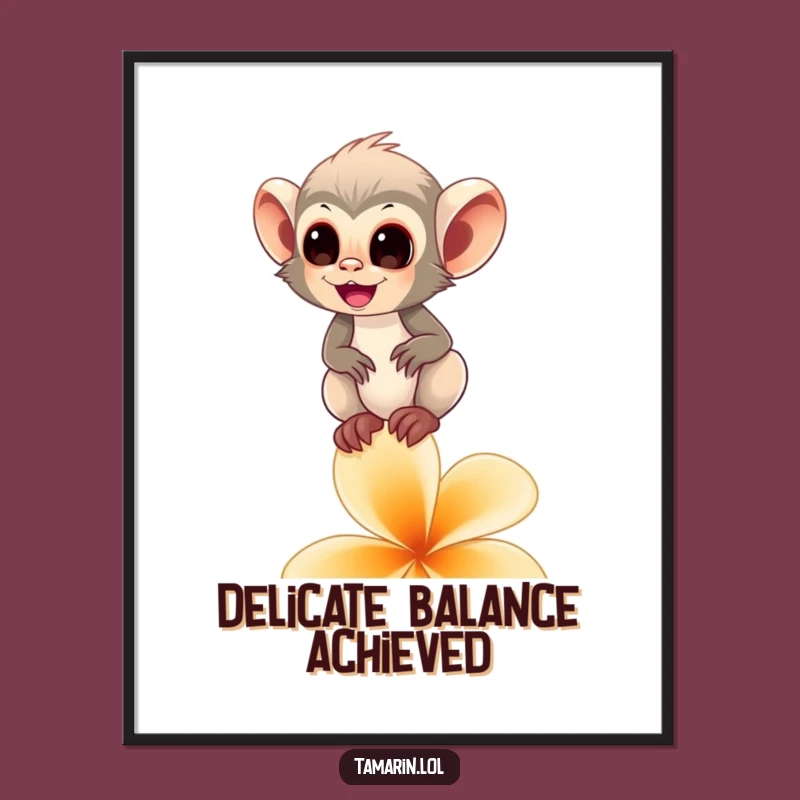 Funny Tamarin Monkey Flower Digital Art - Instant Primate Humor for Walls