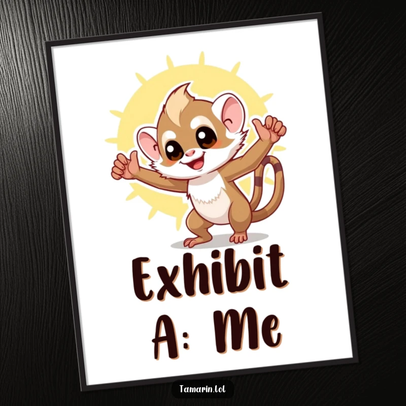 Funny tamarin digital art print of a triumphant monkey in a celebratory pose against a bright, sunny backdrop, delivering instant humor and cheer.