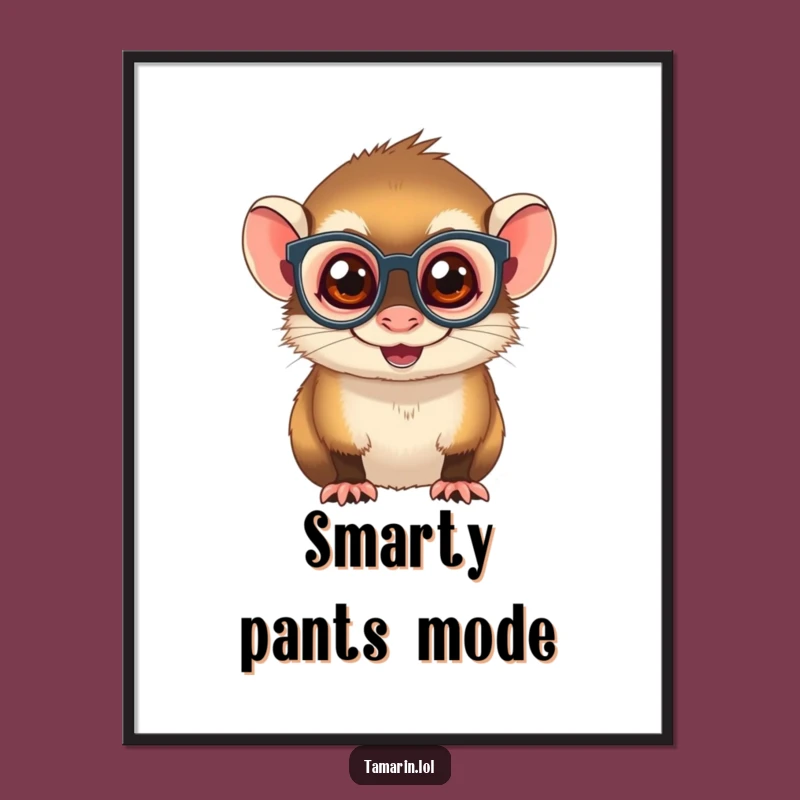 Funny Spectacled Tamarin Digital Art: Mischievous Monkey Downloadable Print, Instant Humor for Walls, Funny Gift