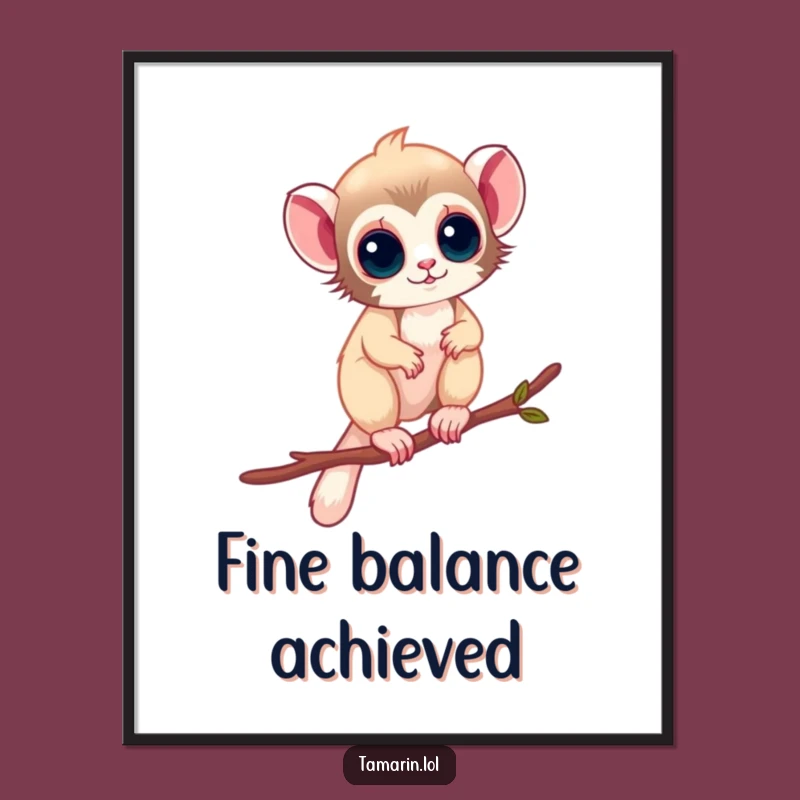 Funny Tamarin Art Print: Balancing Monkey Design, Unique Funny Gift for Walls!