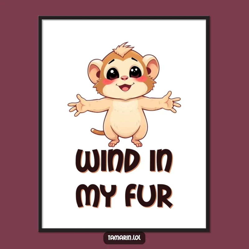 Funny Tamarin Breeze Digital Art Print - Embracing Character, Instant Gift
