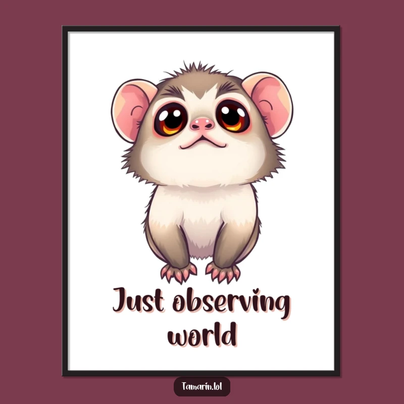 Funny Tamarin Digital Art: Curious Monkey Printable Wall Decor Gift