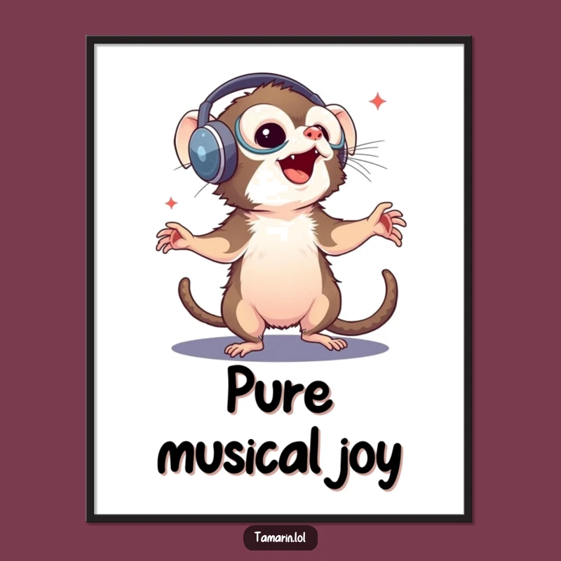 Funny Tamarin DJ Digital Print: Instant Monkey Art, Perfect Funny Gift