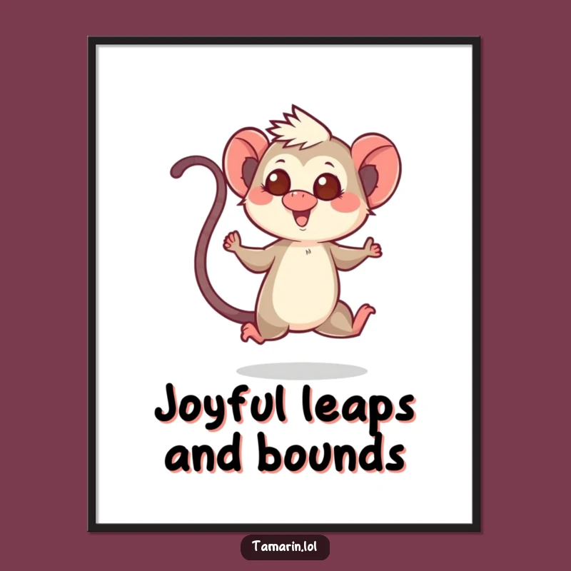 Funny Tamarin Joyful Hop Digital Art - Whimsical Print & Cheerful Gift