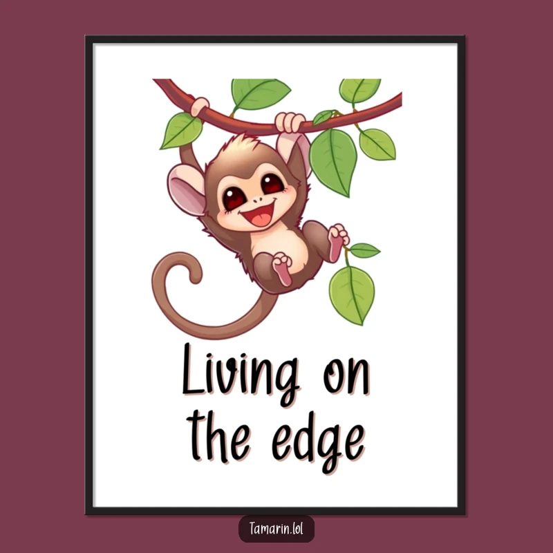 Funny Tamarin Swinging Digital Art: Energetic Monkey Download, Gift