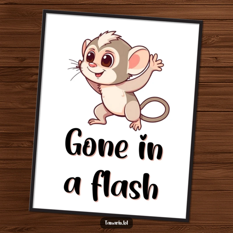 Funny Waving Tamarin Digital Art: A high-resolution printable featuring a monkey waving hello with motion lines, bringing instant friendly charm.