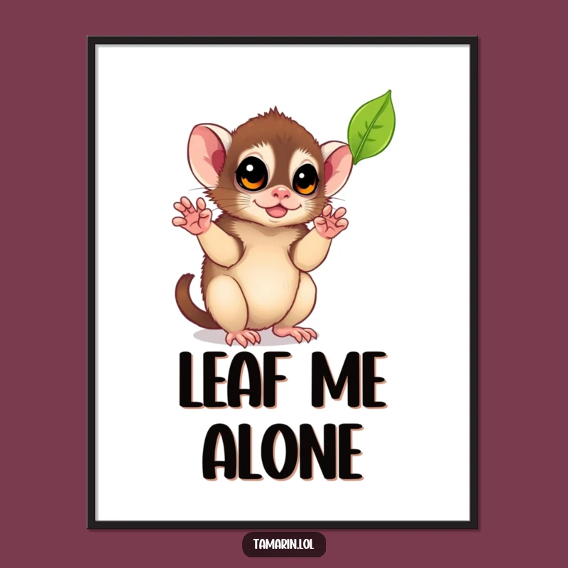 Funny Leaf-Catching Tamarin Digital Art: Playful Monkey Downloadable Print, Instant Nature Charm, Funny Gift