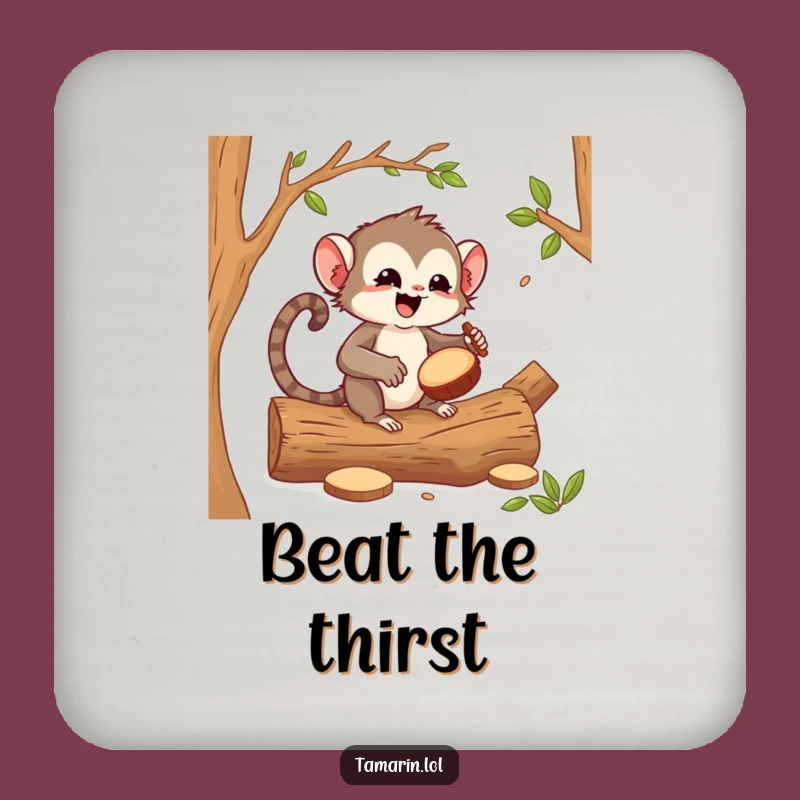 Funny Tamarin Drummer Coaster Set - Protect Surfaces with Musical Fun