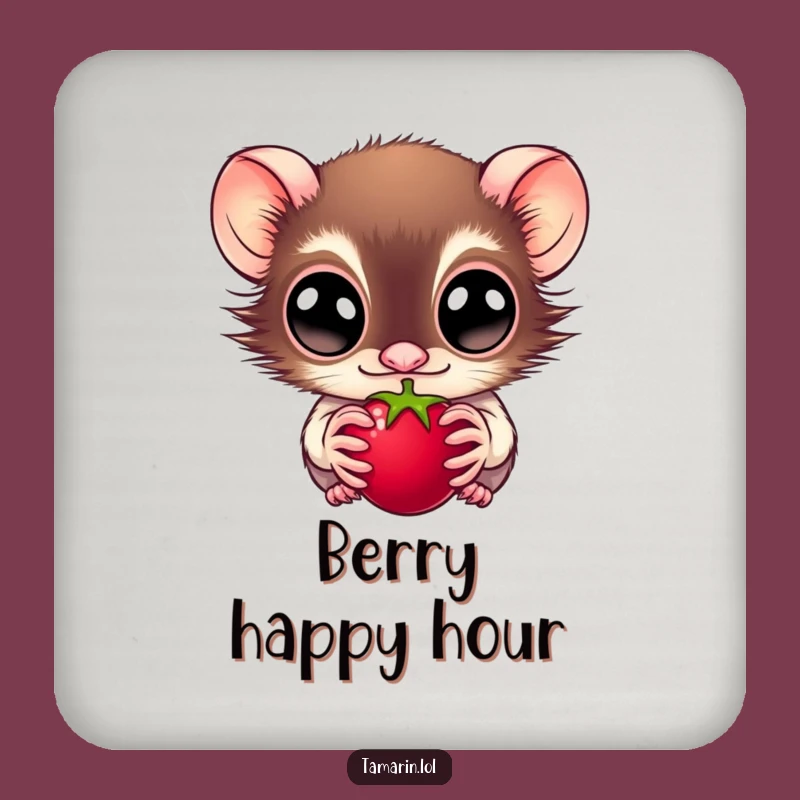 Funny Tamarin Coaster: Protect Surfaces with a Wide-Eyed Berry Lover, Unique Funny Gift