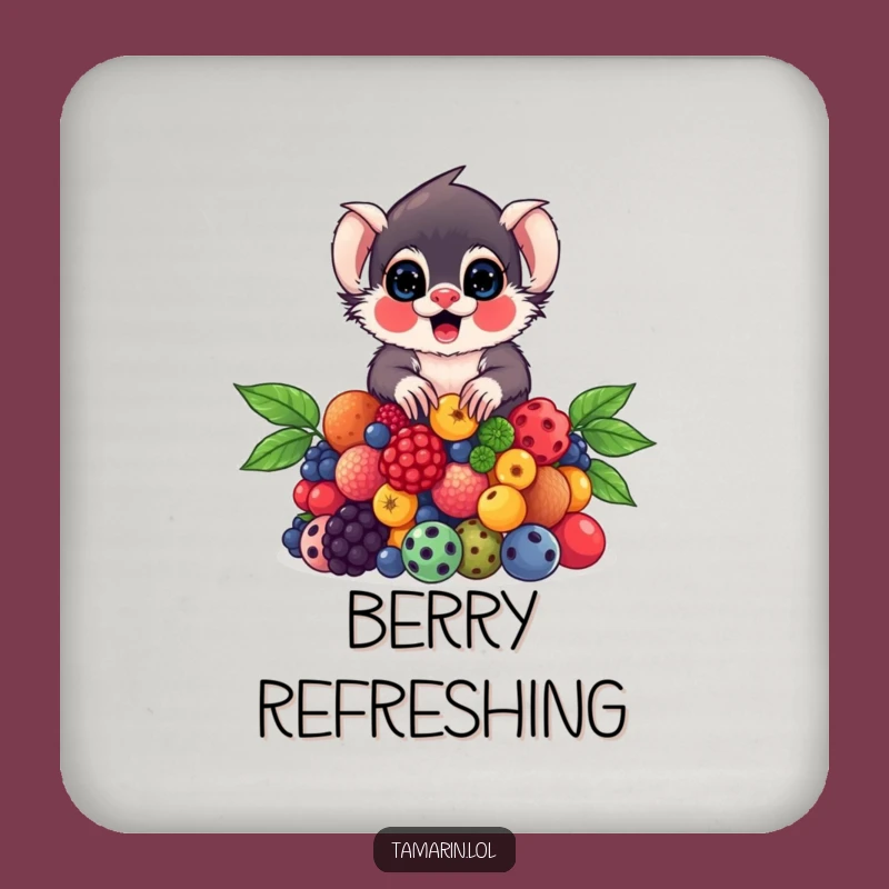 Funny Tamarin Berry Coaster Set: Primate Juggling Decor, Protect Surfaces with Funny Gift Flair