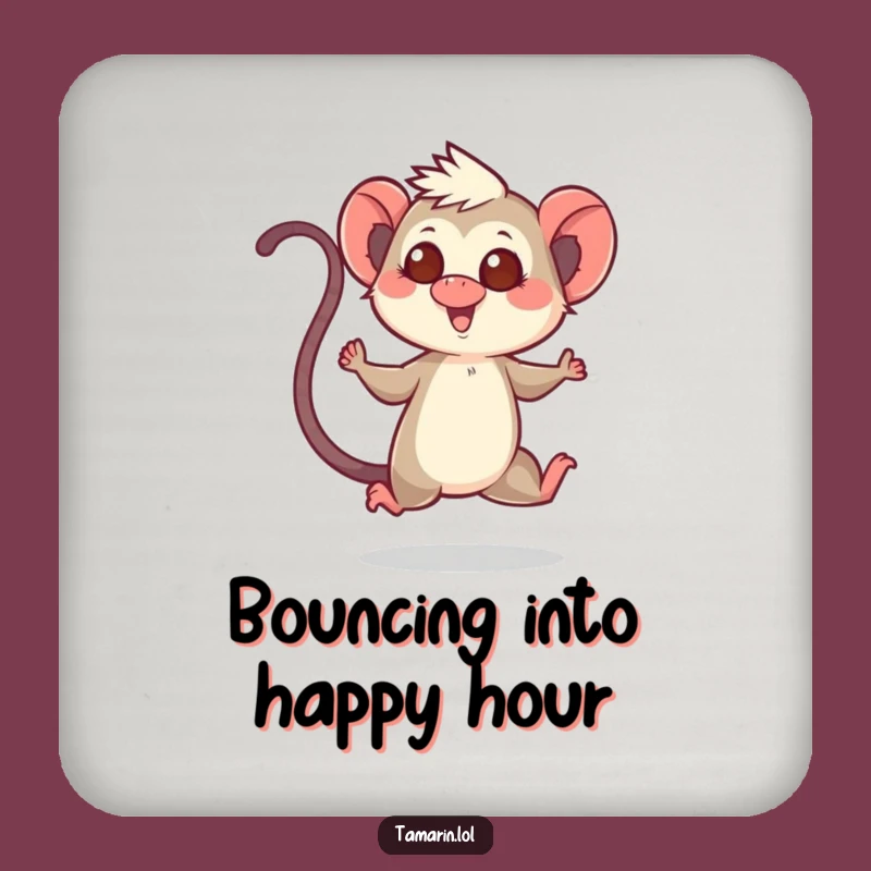 Funny Tamarin Happy Hop Coaster Set - Humorous Drink Protection Gift