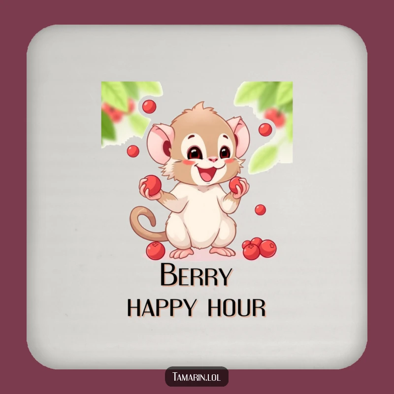 Funny Juggling Tamarin Coaster: Berry Fun for Your Table, Great Funny Gift!