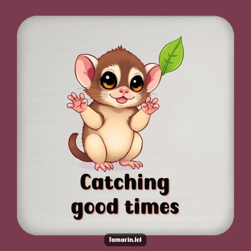 Funny Leaf-Catching Tamarin Coaster Set: Playful Monkey Drink Protector, Protect Surfaces with Nature, Funny Gift