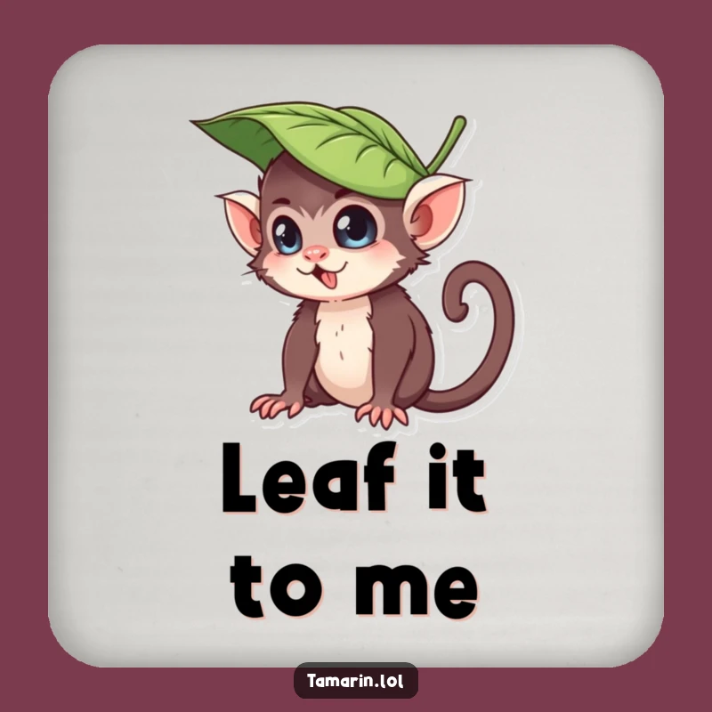 Funny Leaf Hat Tamarin Coaster: Protect Surfaces with This Playful Primate Art
