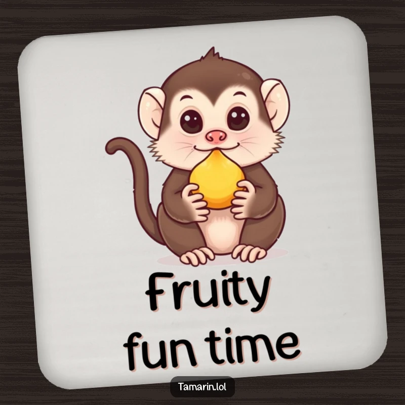 Funny Tamarin Coaster: A tamarin balances fruit on its nose, protecting surfaces with a touch of playful charm.