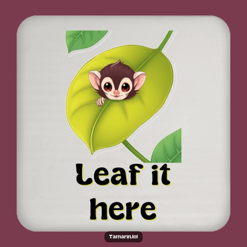 Funny Tamarin Leaf Peek Drink Coaster: Primate Protector & Funny Gift