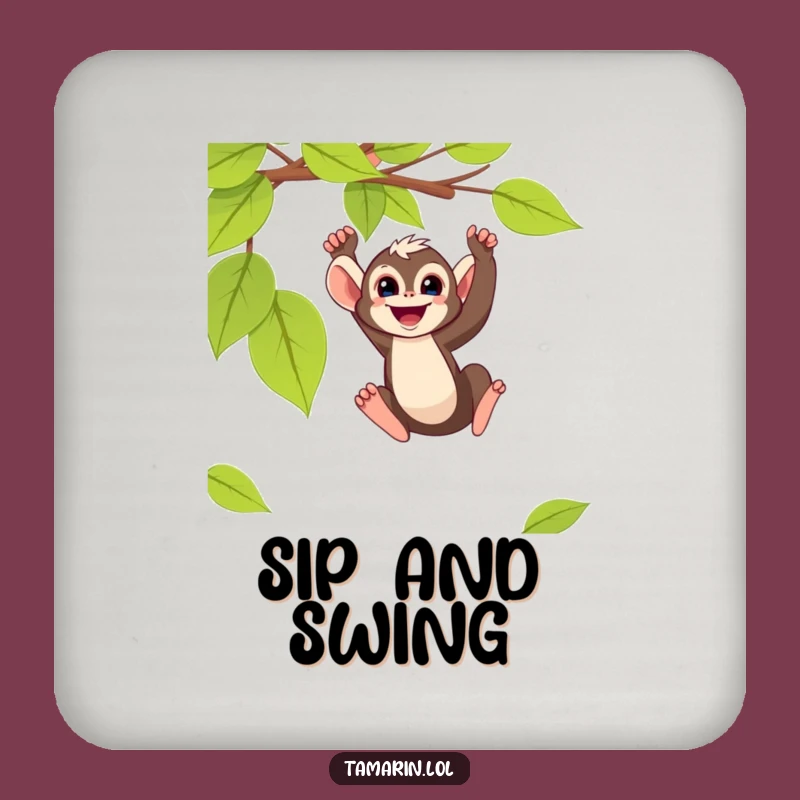 Funny Tamarin Monkey Swinging Coaster - Protect Surfaces with Primate Playfulness