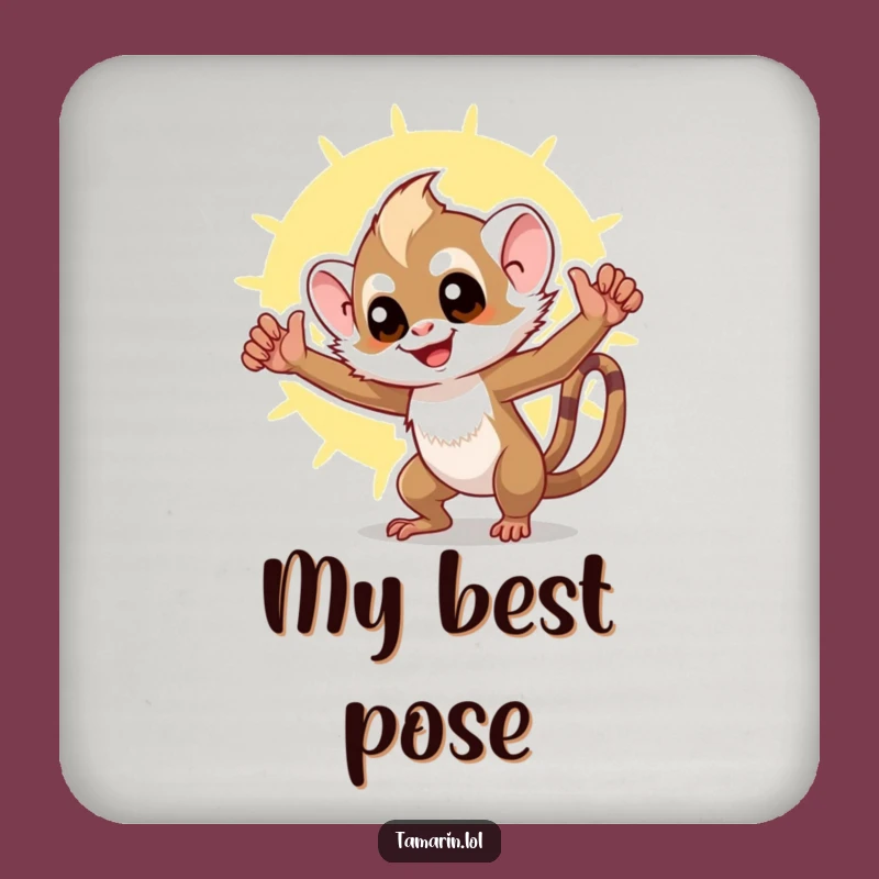 Funny Tamarin Triumph Drink Coaster: Protect Surfaces with this Hilarious Monkey Art