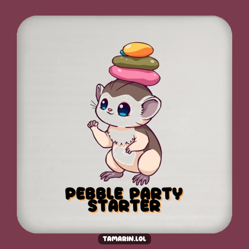 Funny Tamarin Pebble Balance Coaster: Protect Surfaces with Skill, Great Funny Gift