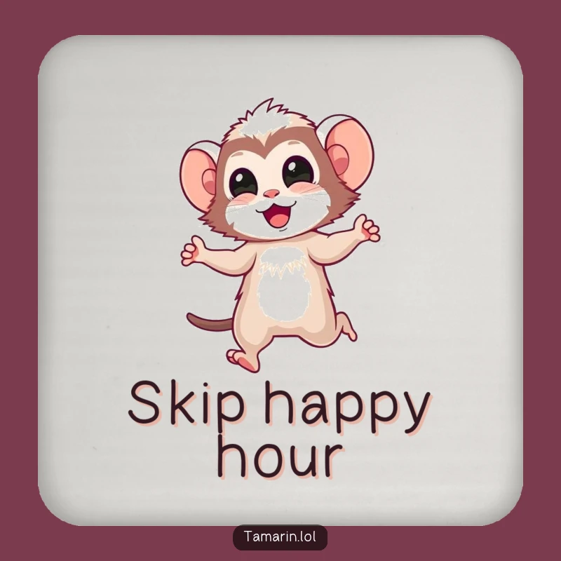 Funny Tamarin Skip Drink Coaster: Protect Surfaces with Primate Fun