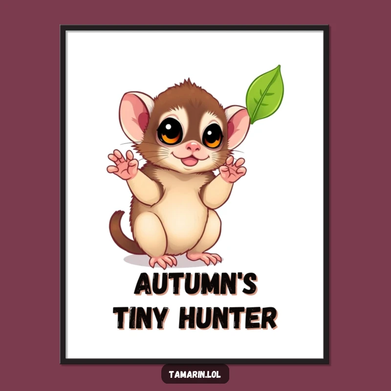 Funny Leaf-Catching Tamarin Poster: Adorable Monkey Art Print, Whimsical Nature Decor, Funny Gift